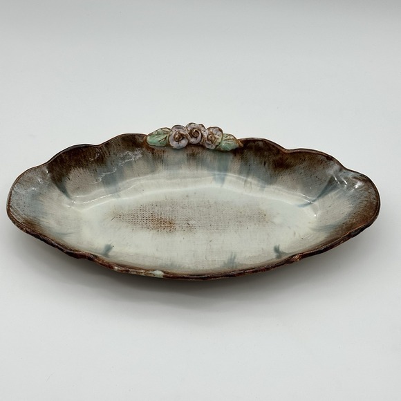 Other - Oval Pottery Tray With Applied Roses - Studio Pottery Decorative Plate